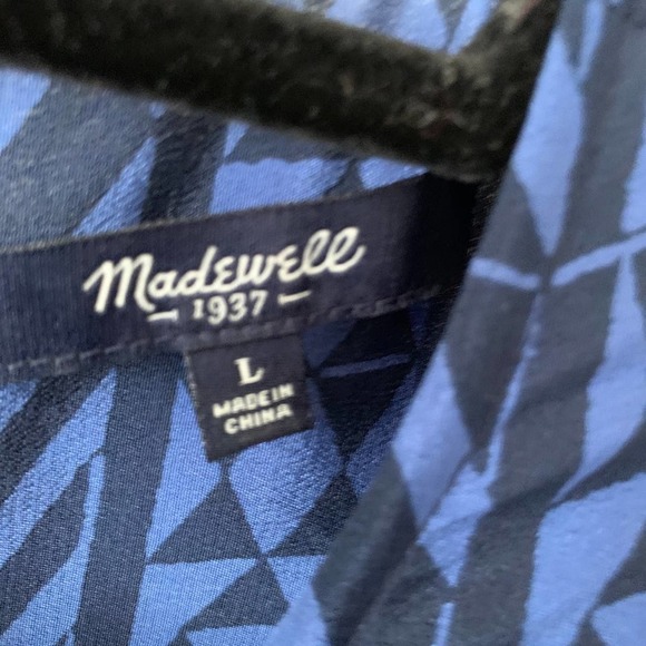 Madewell Silk Tailored Tee & Skirt Set in Geometric Stripe Size L/12 - Picture 9 of 14